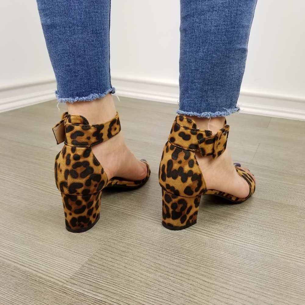 Block Heel Suede Leopard Sandal - Picture 14 of 16